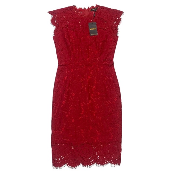 MIUSOL Red Floral Lace Cap Sleeve Cocktail Midi Dress NWT - Size S - Picture 2 of 15
